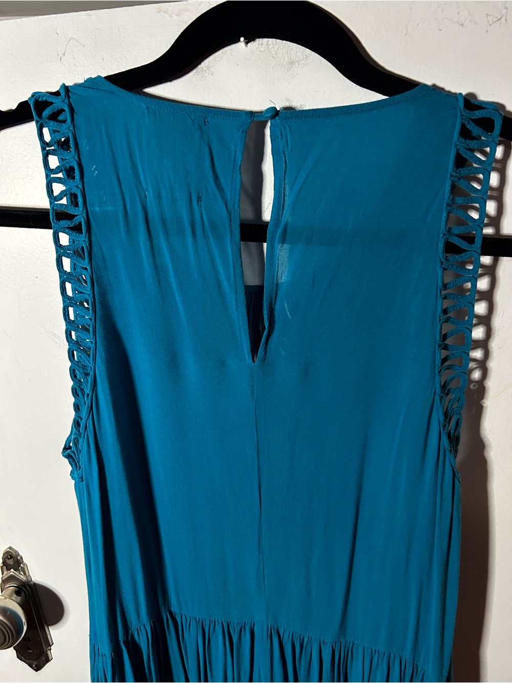 Anthropologie Teal Crochet Yoke Maxi Dress - Picture 4 of 7